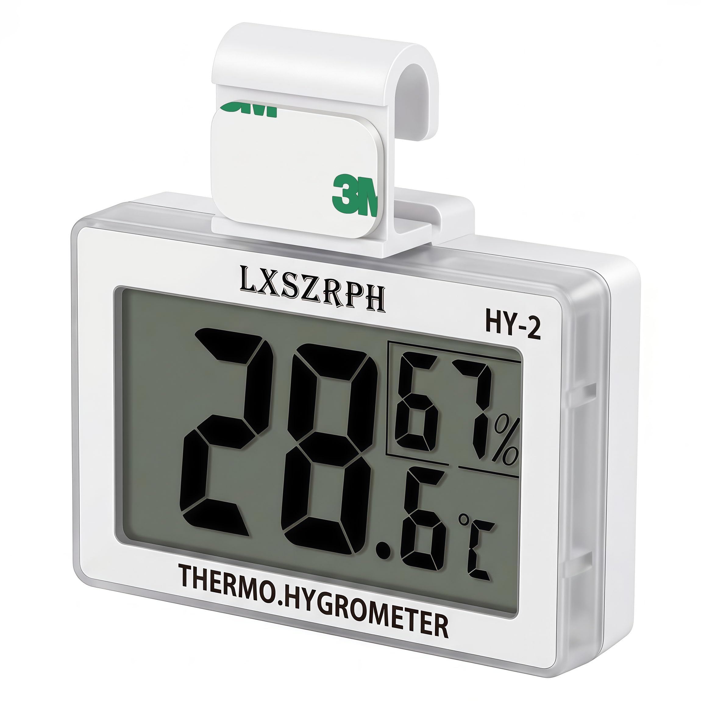 Reptile Hygrometer Thermometer, Digital Amphibian Hygrometer Thermometer with Hook Temperature Humidity Meter Gauge for Reptile Tanks, Terrariums, Vivarium, LCD Display 1pack