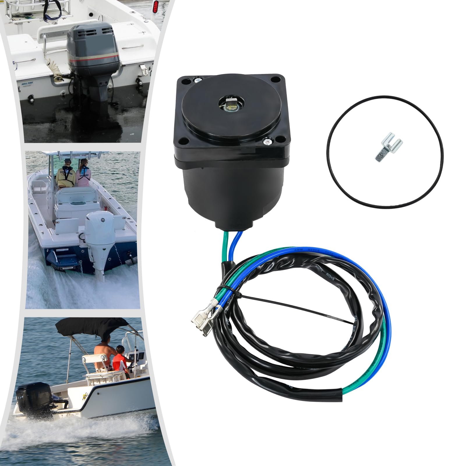 Silnik zaburtowy 250 W, 12 V, z 0,5 N· m i zabezpieczeniem przed przeciążeniem, czysta miedź, do silników zaburtowych Yamaha (2-suwowy 150-300 KM / 4-suwowy 150-275 KM), do mniejszych łodzi i jachtów