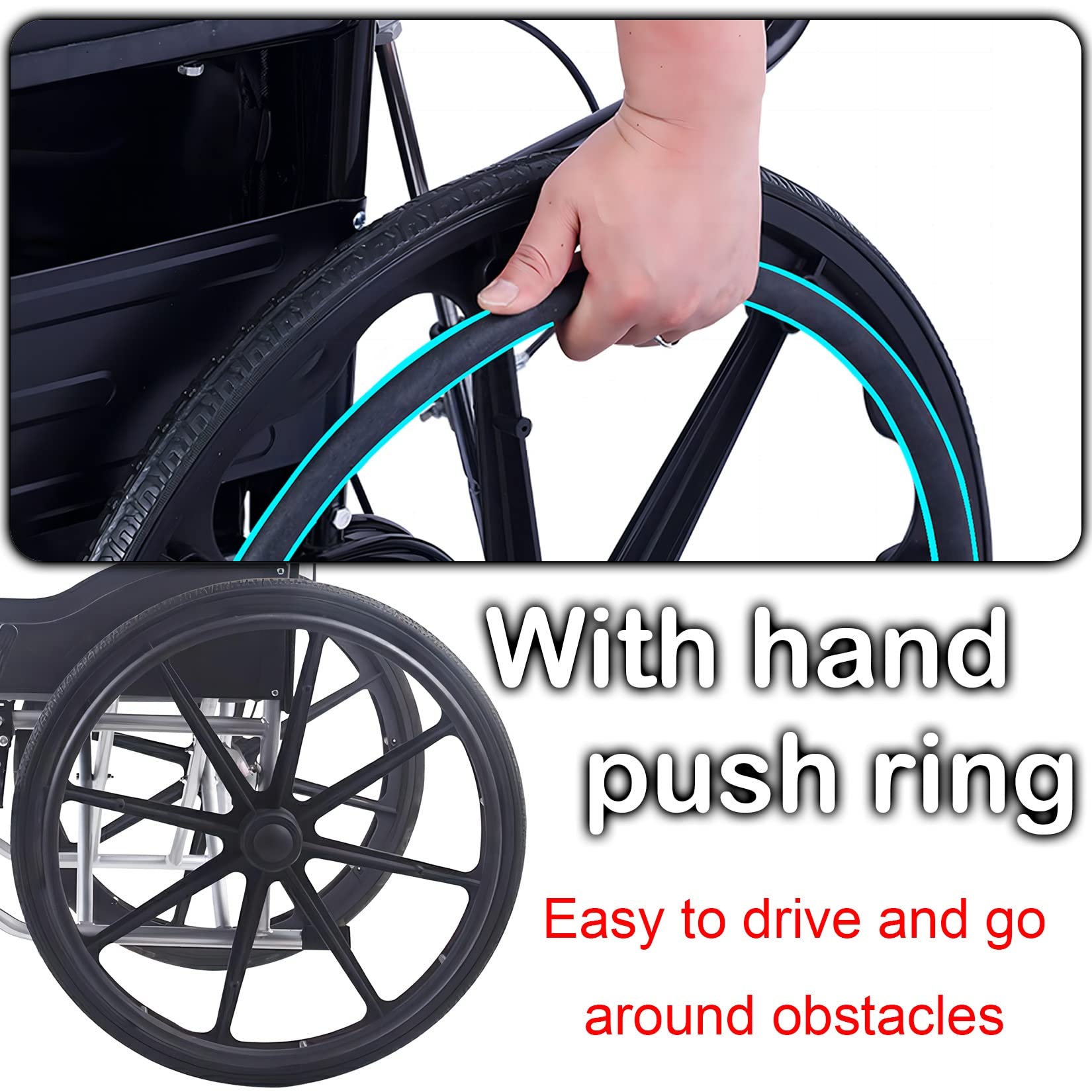 Ruedas de Repuesto para Silla de Ruedas (2 Piezas) Ruedas traseras para Silla de Ruedas con cojinetes de Bolas, Ruedas sólidas no neumáticas a Prueba de pinchazos