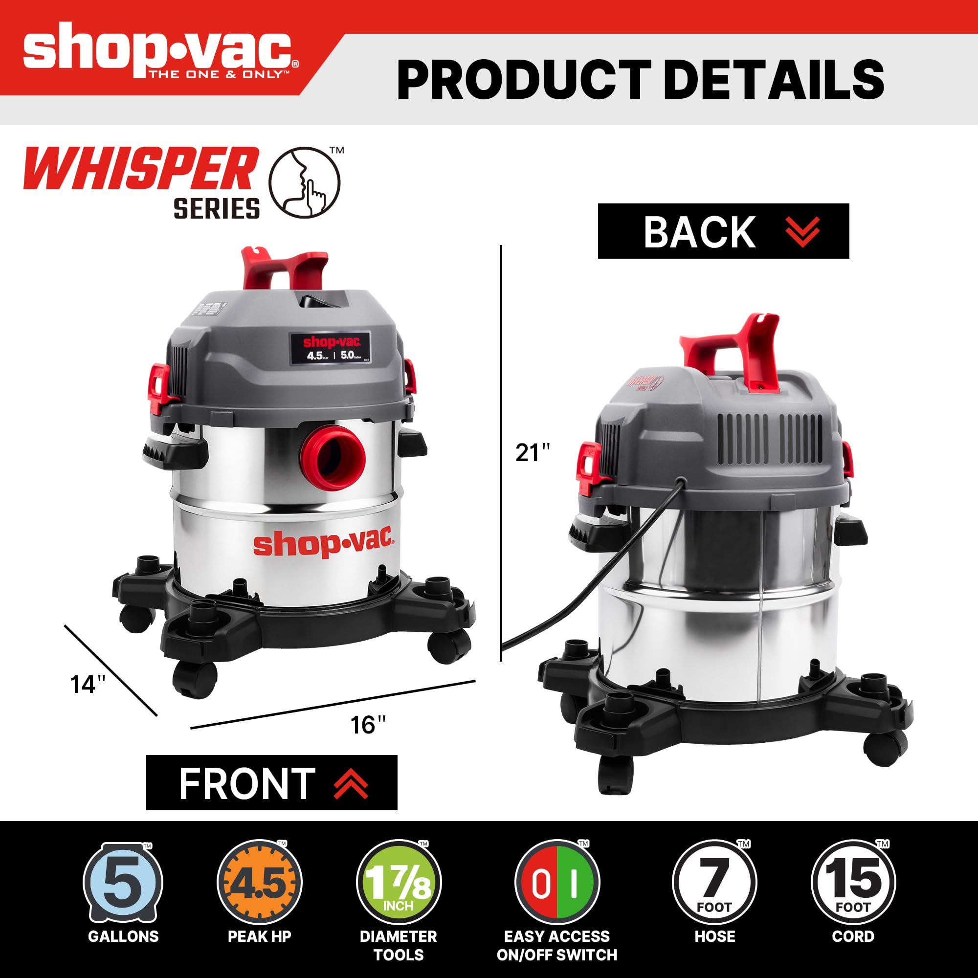 Shop-Vac 5 Gallon Ultra Quiet Wet/Dry Vacuum -3 Shop-Vac 5 Gallon Ultra Quiet Wet/Dry Vacuum -3