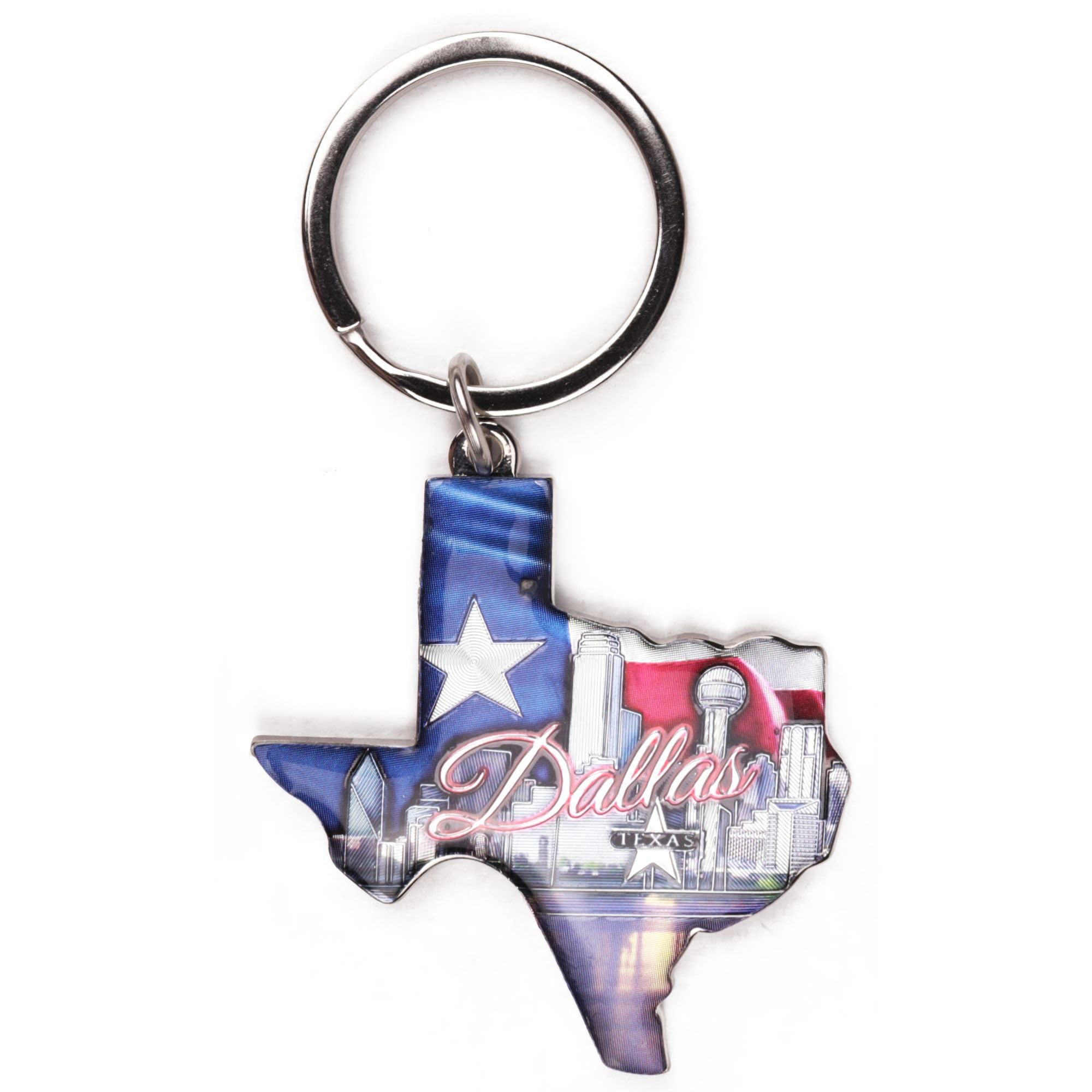 Westmon Works Dallas Texas State Map Keychain Souvenir Metal Key Ring