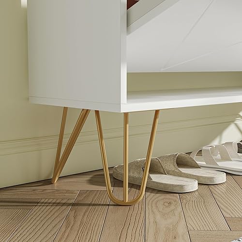 Vista 66 de JOZZBY Zapatero de almacenamiento para entrada, organizador de zapatos delgado y estrecho independiente con 2 cajones abatibles, zapatero de madera