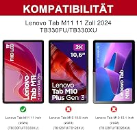 SENGBIRCH Lenovo Tab M11 2024 Bluetooth Billentyűzet Tok - Eltávolítható QWERTZ Wireless Billentyűzet, Fekete 2