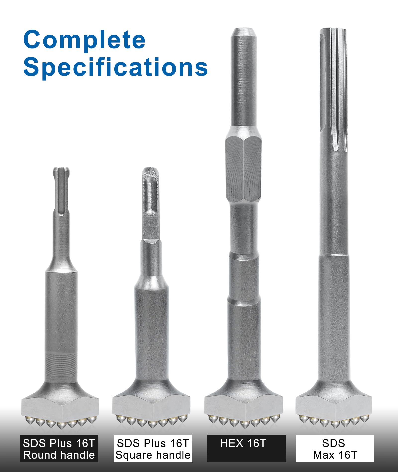 Kit 12 Pezzi Scalpelli E Punte SDS-Plus AMTOVL - Per Martello Demolitore, 5-12 Mm, Per Piastrelle E Calcestruzzo