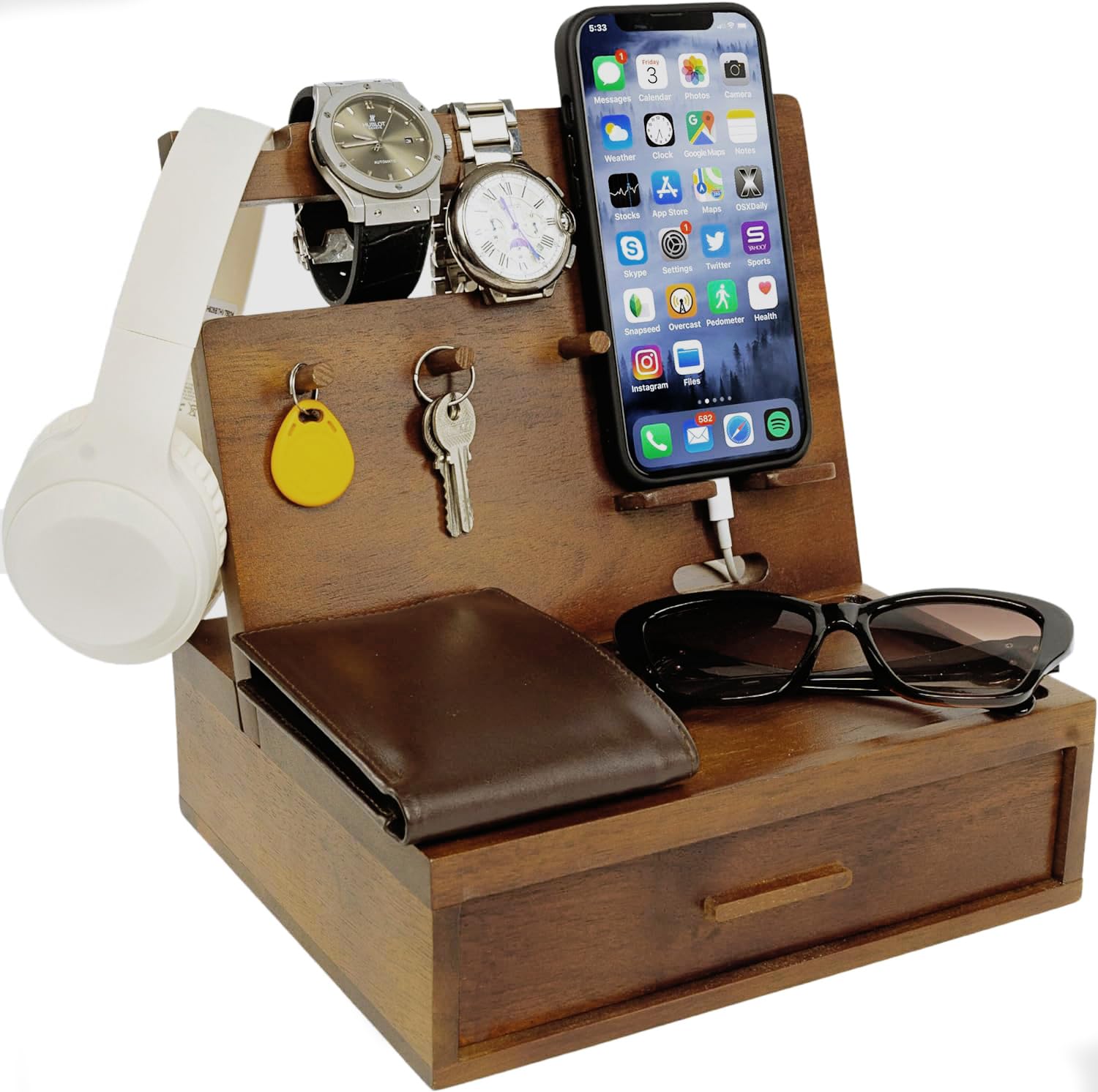 KOLWOVEN Nightstand Organizer Tray for Men, Men's, Birthday Gifts for Men, Best Gifts for Men, Gifts for Dad, Dad Gift Organizer for Watch and Men's Accessories