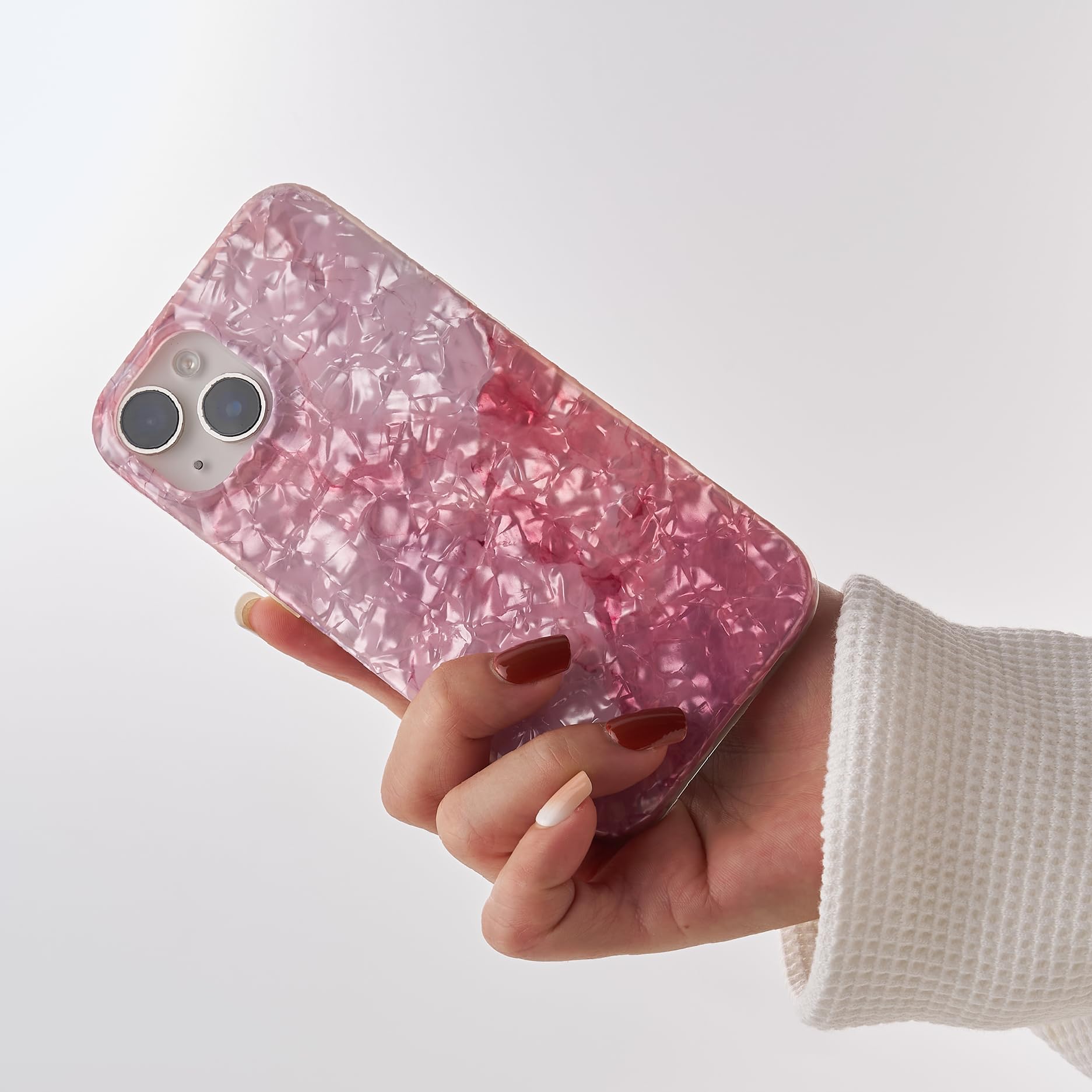 KZONO for iPhone 15 Case, Cute Pink Marble Bright Bling Cover Slim Fit TPU Soft Shell Protective Case for Women Girls with Unique Pattern Designed for