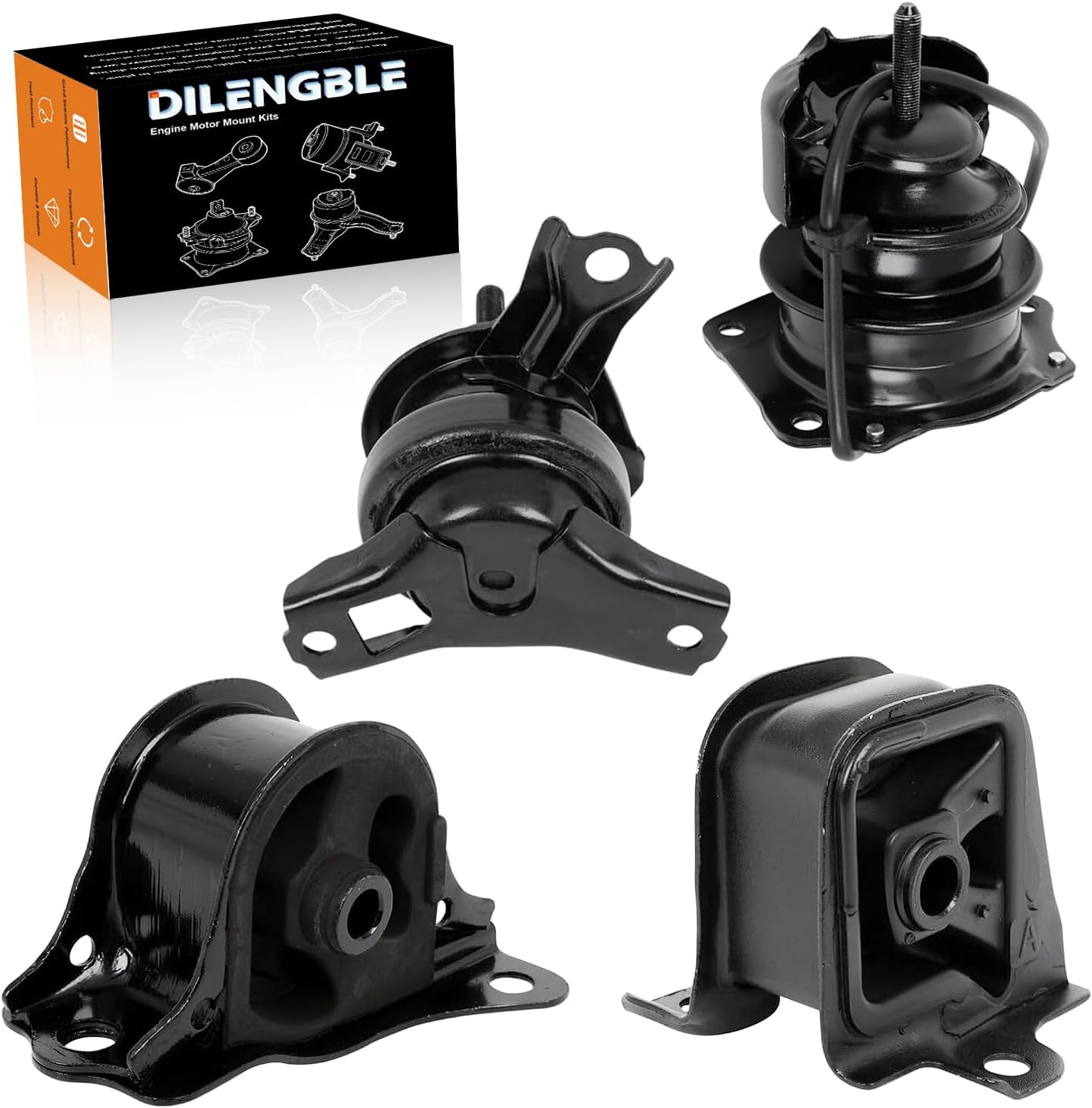 Engine Motor Mount & Trans Mount Replacement for Honda Accord 1998 1999 2000 2001 2002 L4 2.3L SOHC, Engine Mount Set of 4 Replaces OE# A6572 EM8801 A6564 EM8845 A6583 EM8899 A6570