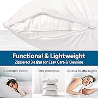 Vista 4 de Guardmax - Protector de almohada resistente al agua y a prueba de chinches - Con zipper - Juego de 2 - Silencioso, Poliuretano, Blanco, Estándar