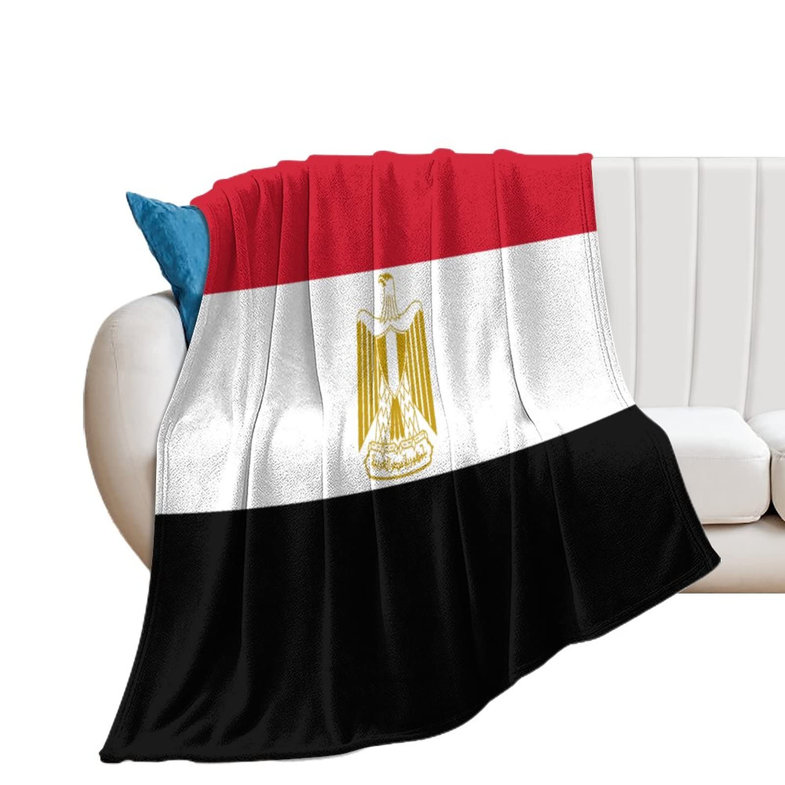 Egypt Flag Throw Blankets National Flags Throw Blanket - Warm Comfy Super Soft & Plush Flannel Throws for Bed Couch Sofa Office – Lightweight Cozy Fuzzy Blankets for Kids Women Men 40"x50"