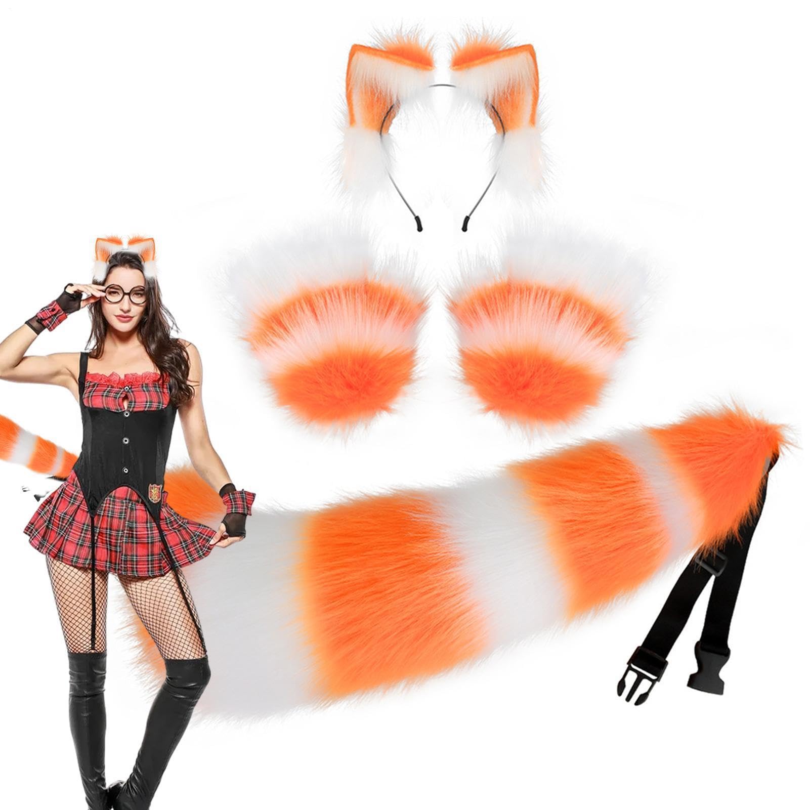 Set de Cosplay de Lobo Guantes de Patas y Cola Animal Sintética para