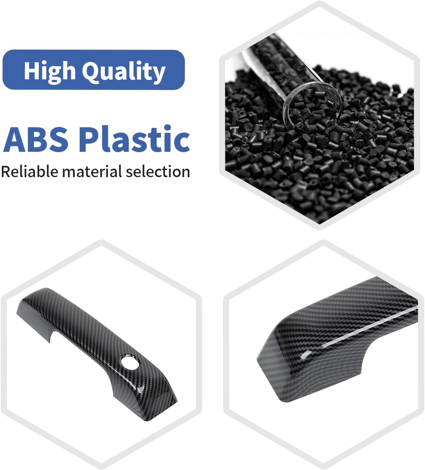 for Bronco Door Handle Cover Trim Fit for Ford Bronco 2021 up Black ABS Carbon Fiber Exterior Accessories 5pcs