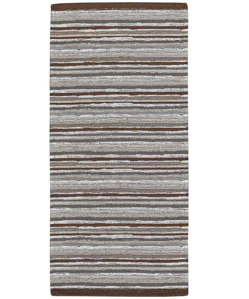 ANRO Tapis moderne LAOS Brun motif à rayures multicolores, décoration de cuisine, couloir, multi-usages lavable, antidérapant, 55 x 240 cm