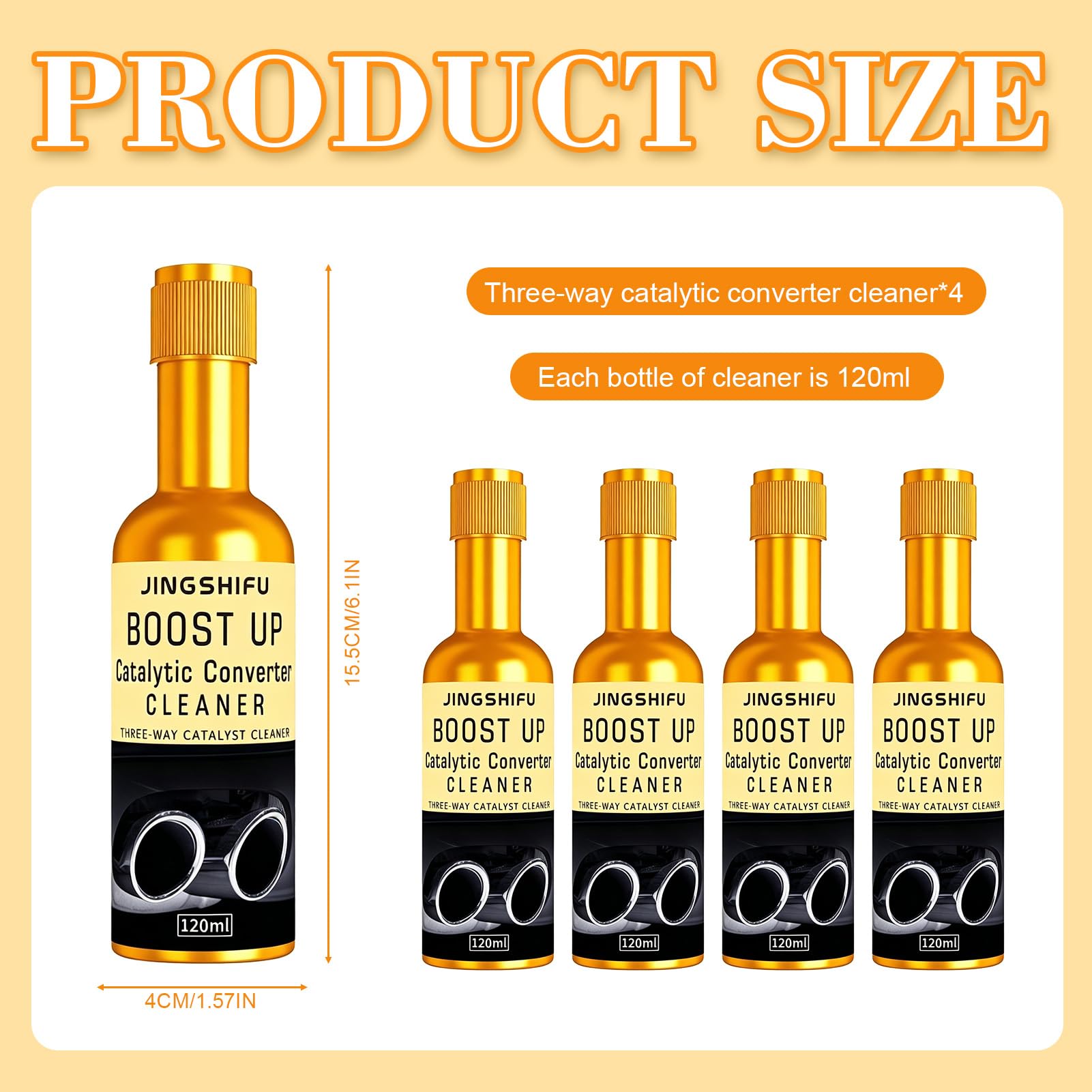 Detergente Catalizzatore 4x120ml - Additivo Benzina per Pulizia Scarico, Riduce Emissioni e Rigenera Dpf - per Auto e Furgoni