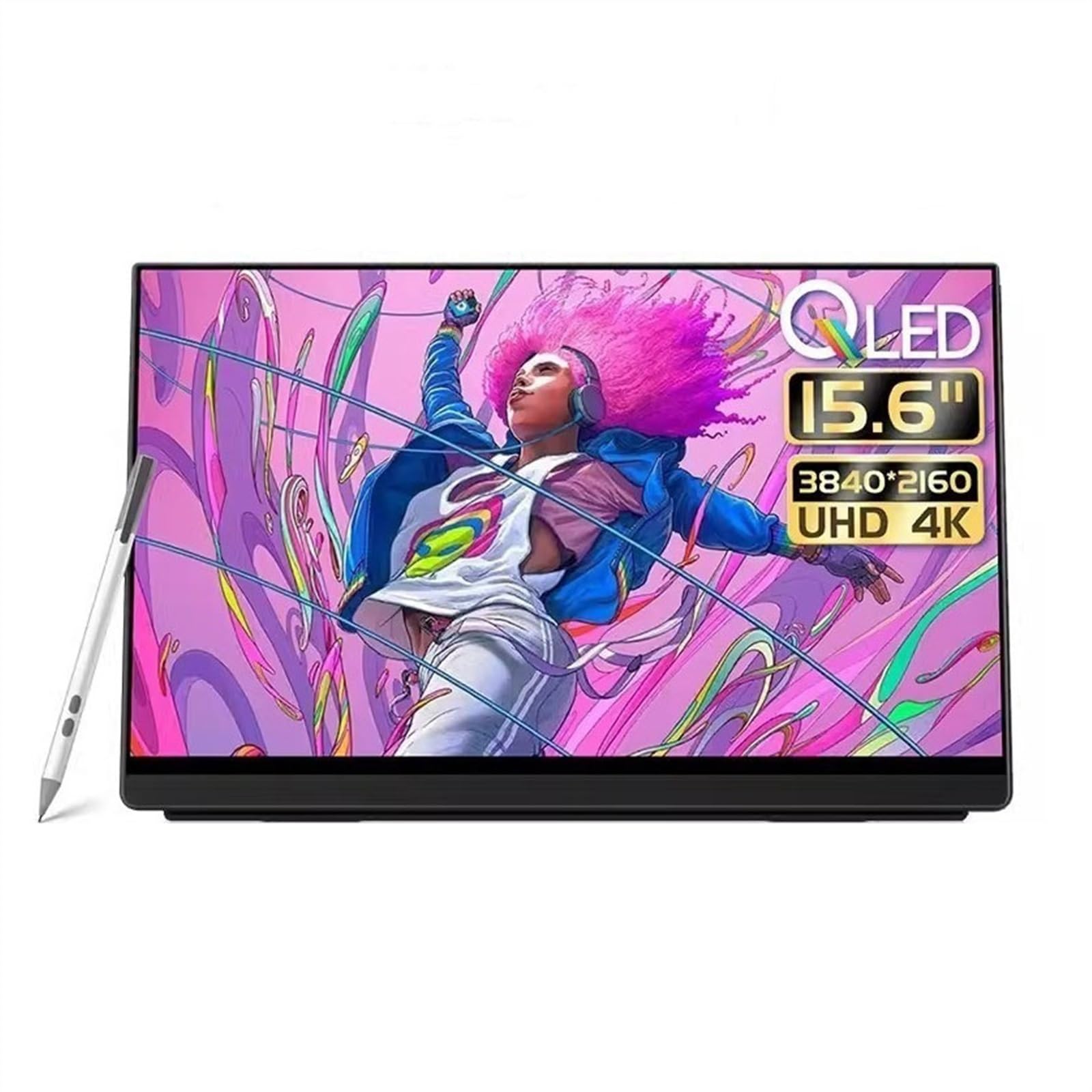 Monitor Portatile Display del Computer Monitor HDR 4K da 15,6 pollici Schermo esterno IPS secondario multifunzionale Risoluzione 3840 * 2160 Schermo di espansione host di giochi for ufficio Schermo pe