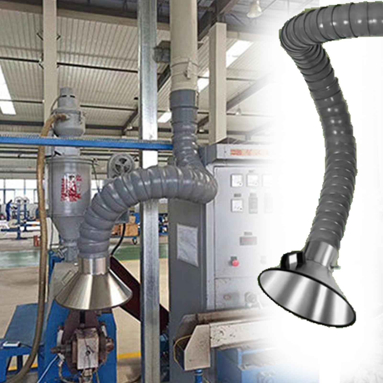 Tuyau Evacuation Bras D'extraction De Fumée D'échappement, Tube De Ventilation De Soudage pour Collecteur De Poussière, Tuyau De Fumée De Buse(L 1m/3.3 ft,Id 200MM/7 7/8 in)