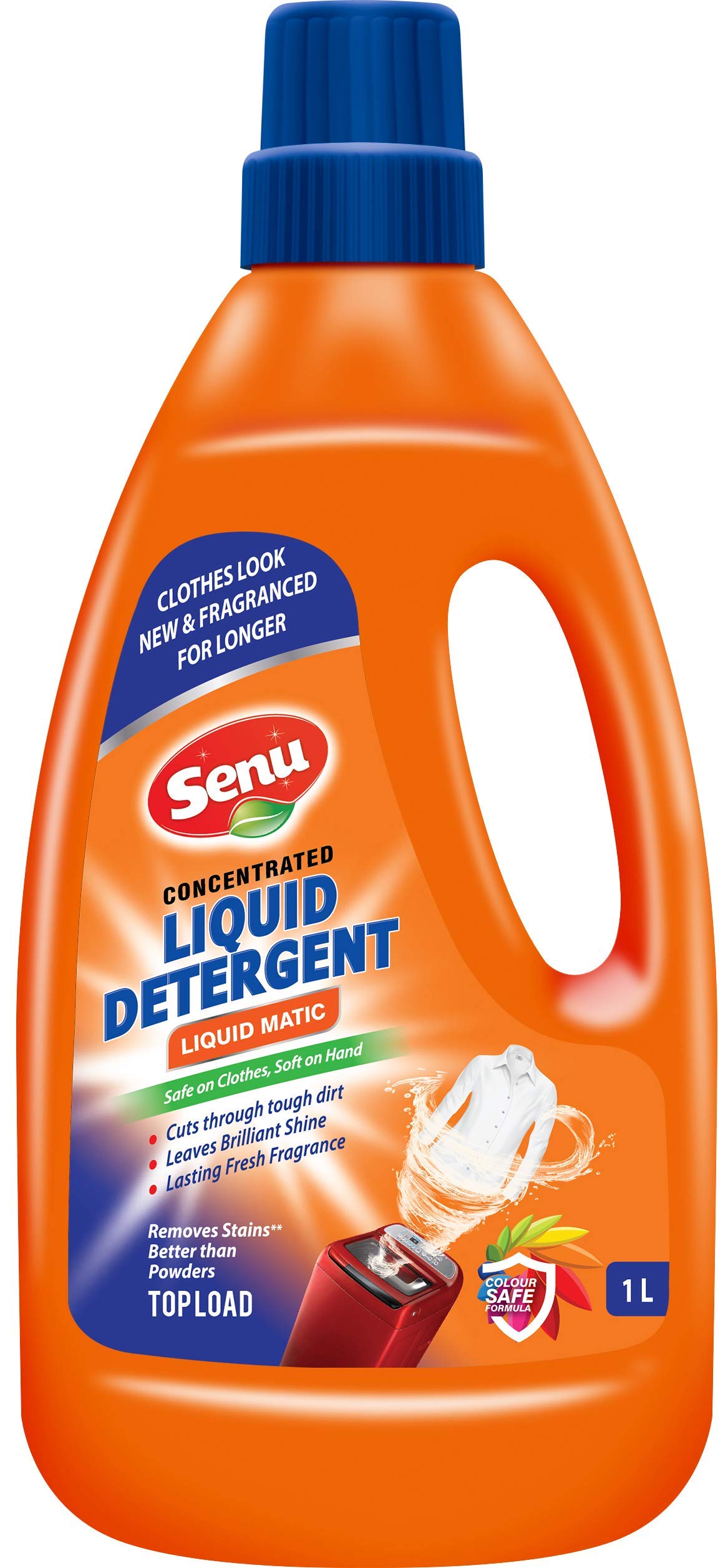 Senu Concentrated Liquid Detergent (Deep Clean | Antibacterial | Fresh Scent) Laundry Front Load/Top Load/Bucket Wash - 1L With Natural Floral Fragrance