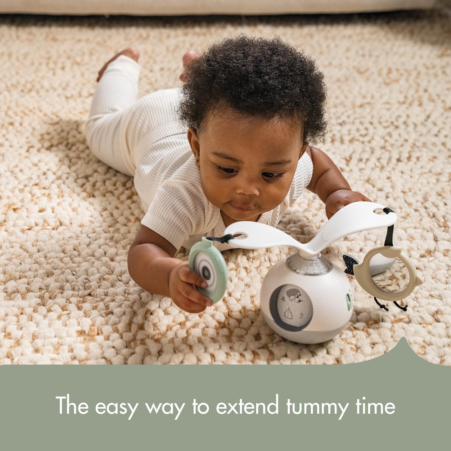 Tiny Love 2-in-1 Tummy Time Musical Mobile, Móvil musical 2 en 1 para el tiempo boca abajo, móvil giratorio de 360° con música y luces, 0 meses+, móvil portátil para carrito, Black & White Décor