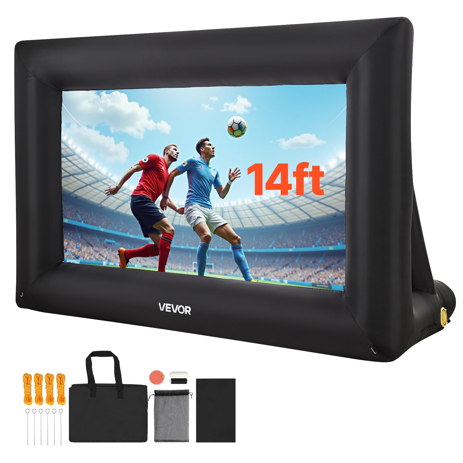 VEVOR Aufblasbare Filmleinwand – 600D Oxford-Gewebe, 16:9, mit Tragetasche, großzügige Abmessungen 378 x 160 x 317 cm