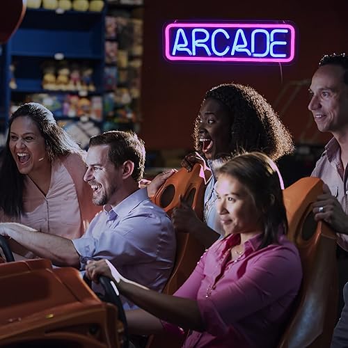 Miniatura 7 de Letrero de neón de arcada rosa azul regulable luz de neón con palabras LED, letras de juegos para sala de juegos, sala de estar, dormitorio, bar,