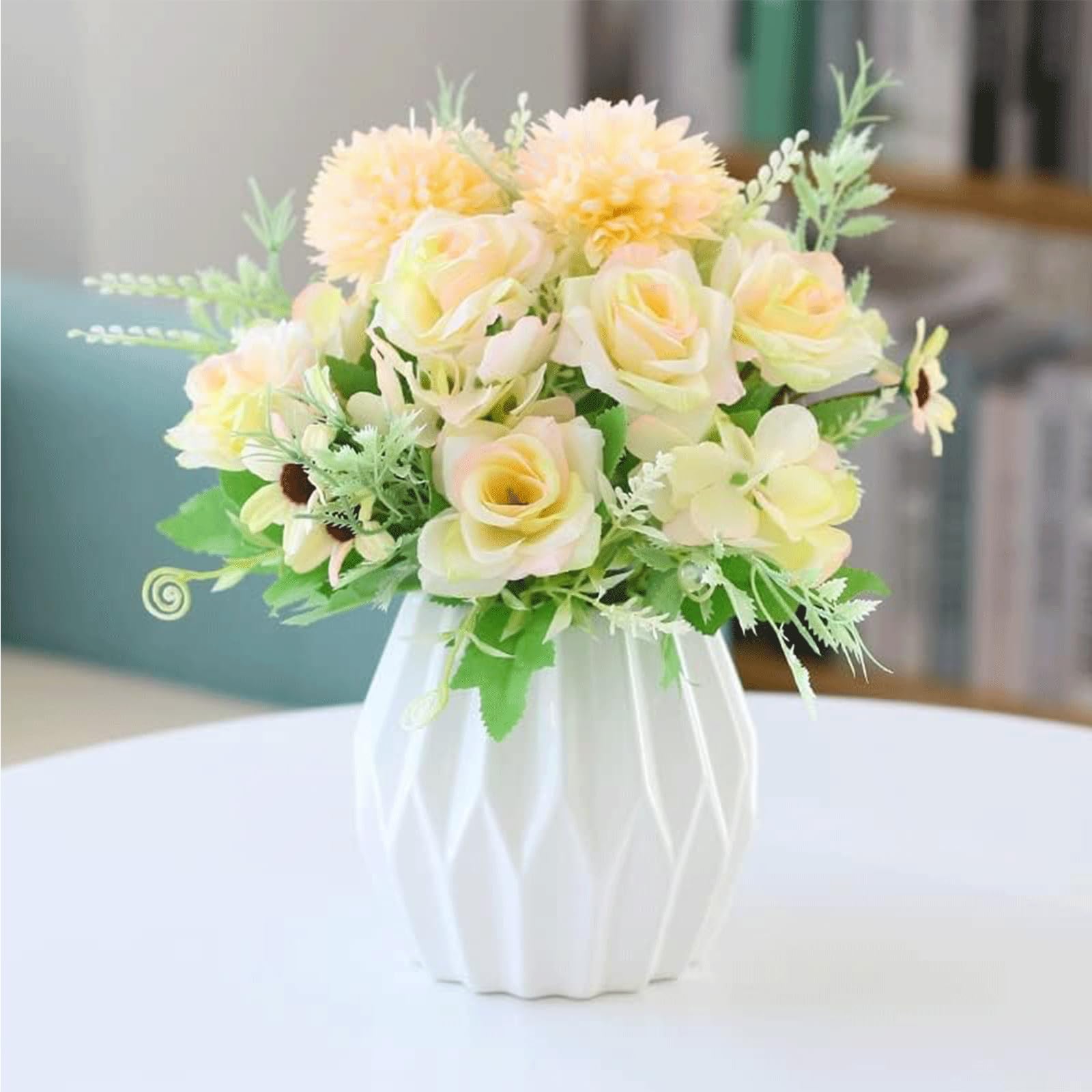 XDLEDMKIZ High-Grade Fake Flowers Rose Flower Arrangement Artificial Flowers Centerpieces Bouquets Centerpieces Parlor Decor