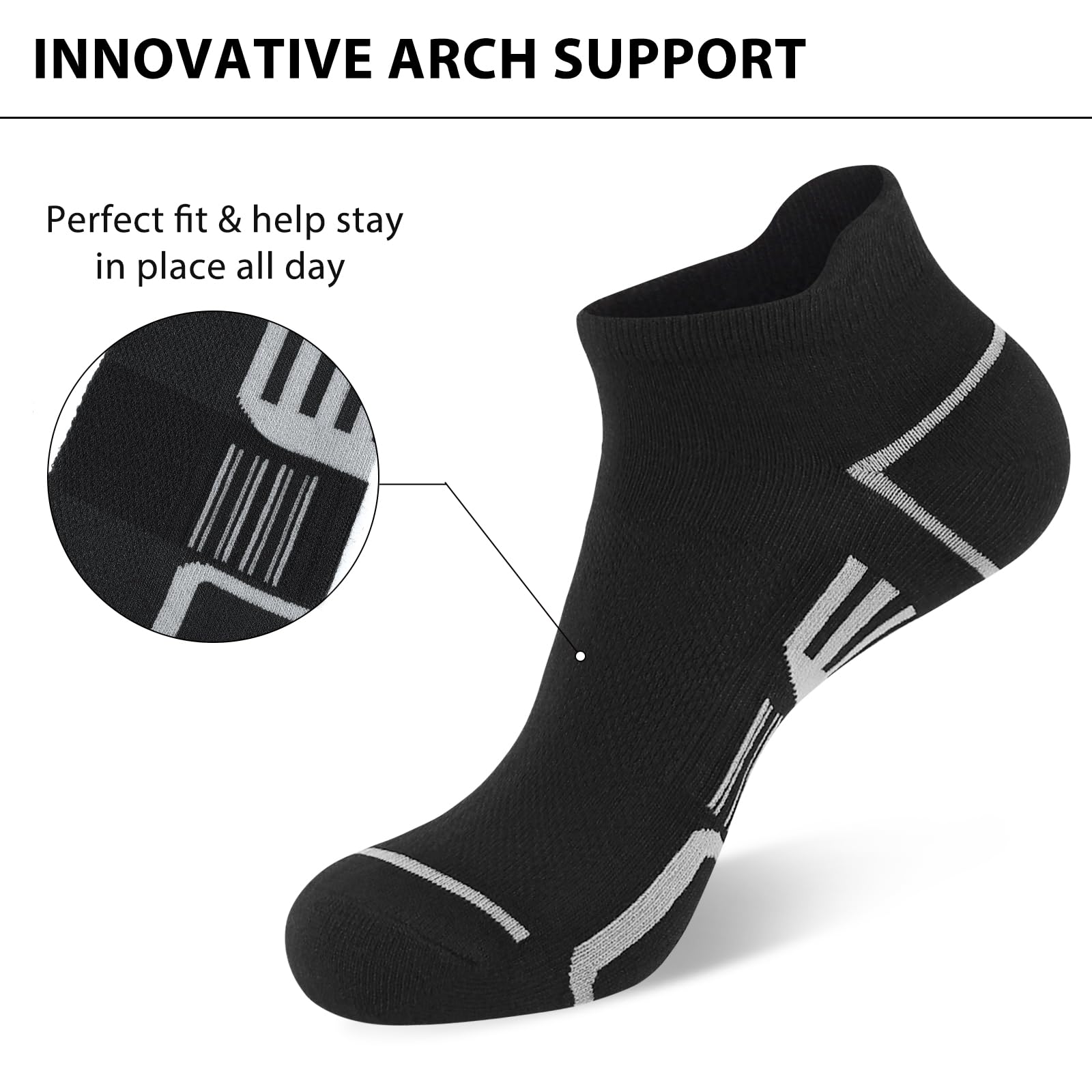 shnn 12 Pairs Mens Ankle Socks Lightweight Athletic Casual Low Cut Short Socks for Men With Tab Shoes Size 6-12