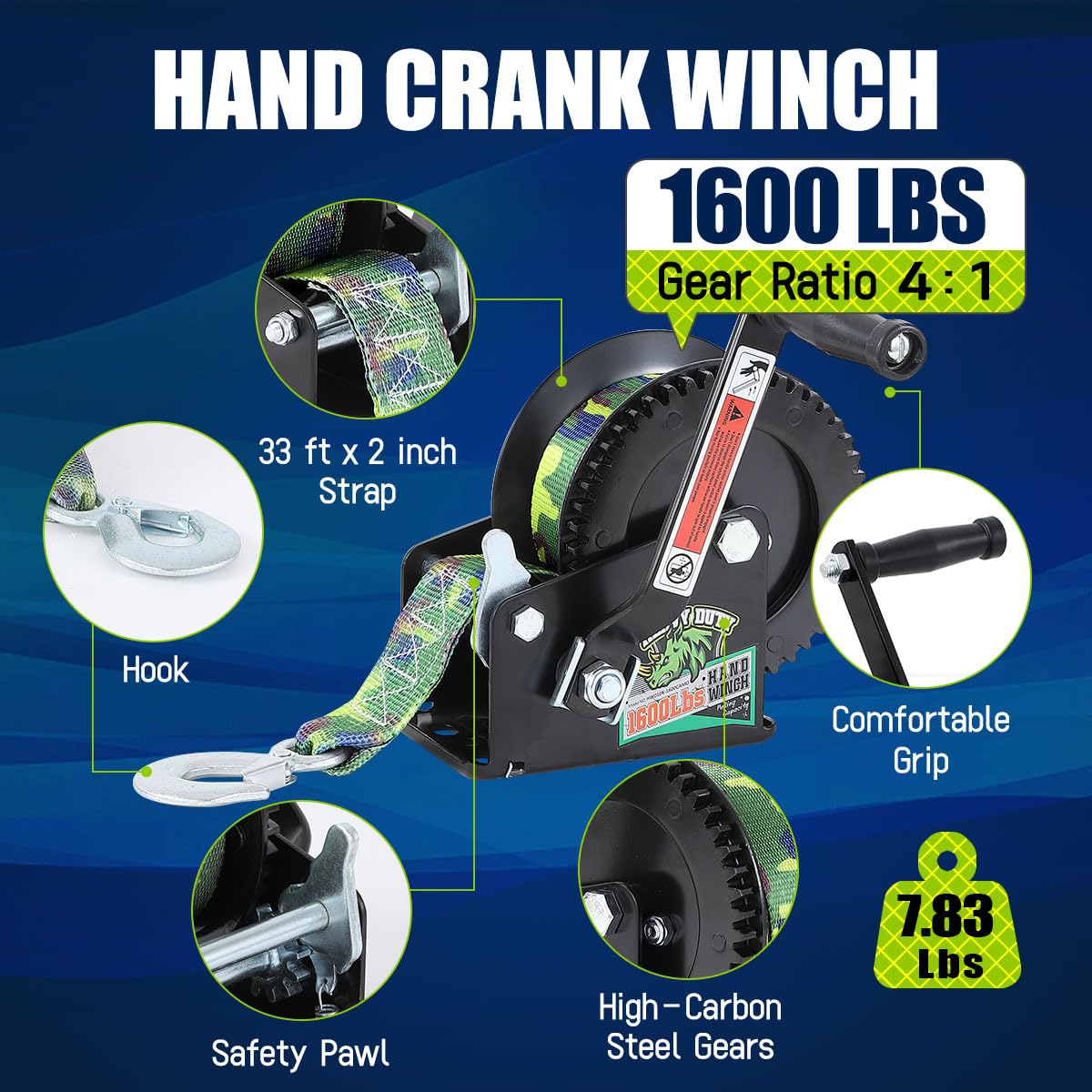 Amazon.co.jp: Linkloos トレーラー用ボートウィンチ 1600ポンド