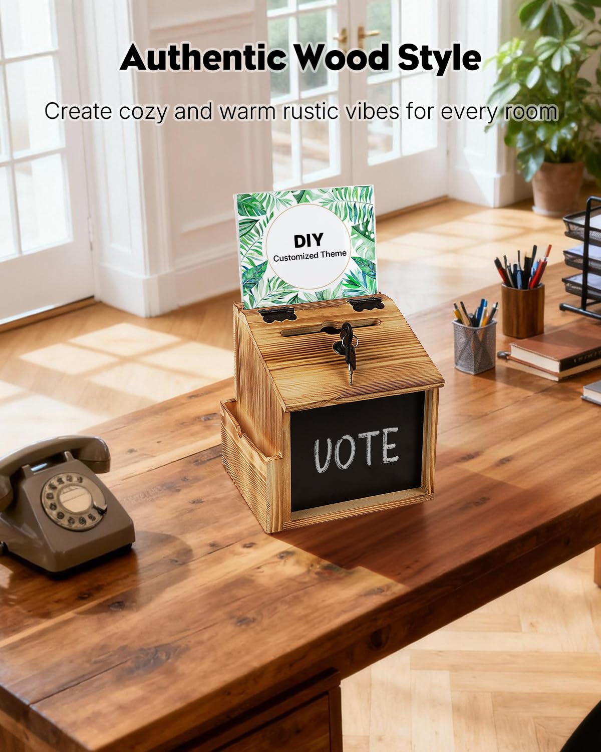 Uniclife Vorschlag Box mit Schlitz und Schloss, Holz Spende Boxen, Gebetsbox mit Tafel & Karte Acrylplatte, Holzkiste, Wahlurnen für Hochzeit, Kirche & Klassenzimmer