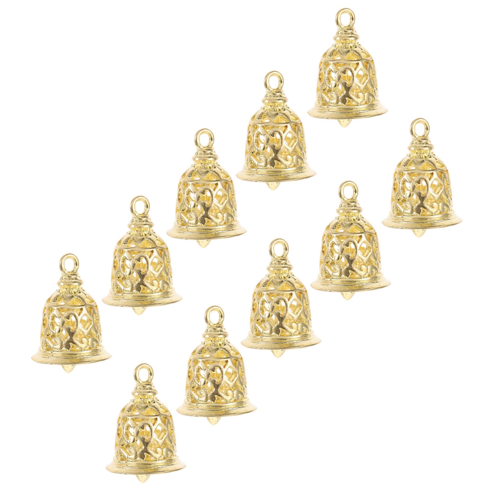 SHINEOFI 5 Set di Campane in Ottone Cavo per Decorazioni Natalizie per Artigianato 10 Pezzi * 5