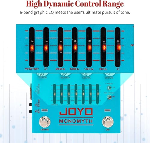 Miniatura 3 de JOYO Pedal de efecto simulador de amplificador de sobremarcha con ecualizador gráfico de 6 bandas e interruptor de reducción de ruido para bajista