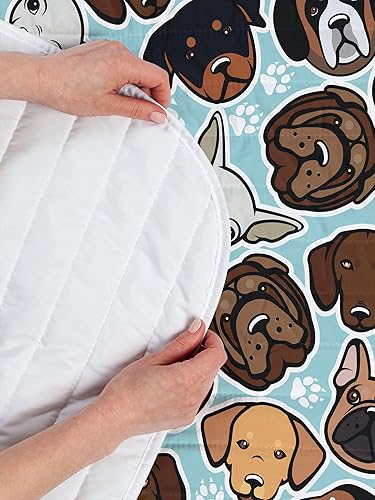 Miniatura 4 de Ambesonne Juego de colcha de microfibra para amantes de los perros, razas caninas, bulldog, chihuahua, siberianos y retriever, estampado de patas de