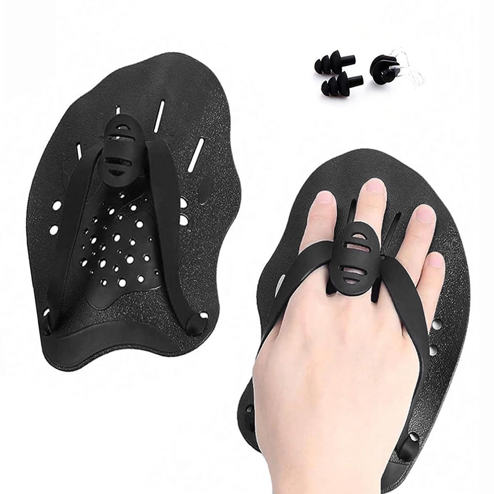 Oiieco Swim Paddles Hand, 1 Pair Adjustable Swimming Hand Paddles for Lap Swimming, Ergonomic Swim Training Equipment with Comfortable Straps for Men Women Children – Pool Training Accessories