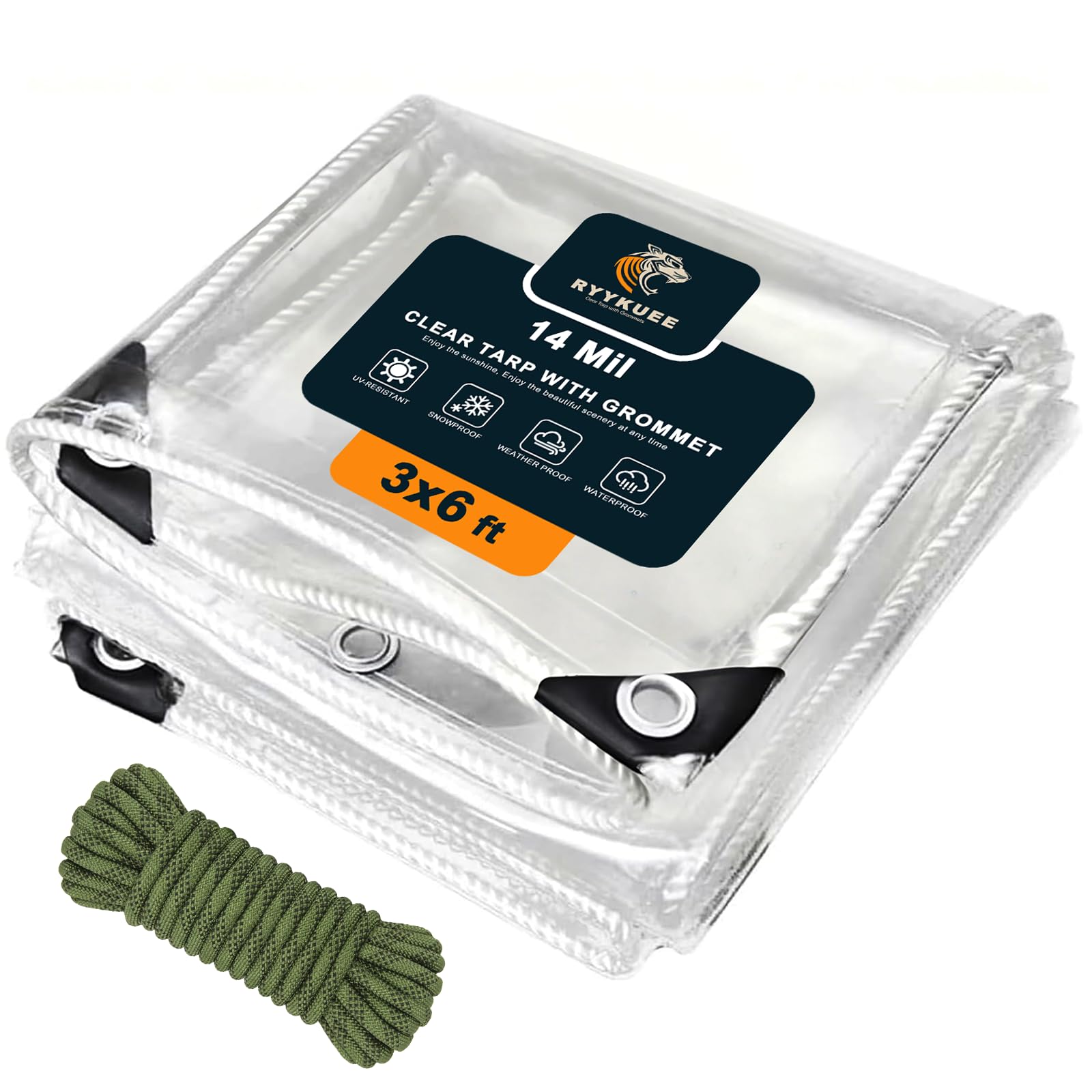 Clear Tarp 3x6ft Clear Tarps Heavy Duty Water Resistant,14Mil