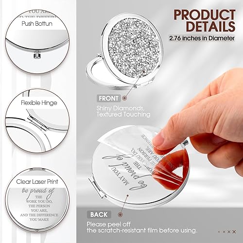 Miniatura 3 de Unittype 10 piezas de regalo de agradecimiento a los empleados, espejo compacto inspirador, regalos de agradecimiento, espejo de bolsillo con