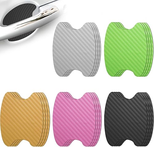 WSSROGY 20 piezas de fibra de carbono antiarañazos para manija de puerta de coche, protector de copa, película protectora universal para la mayoría