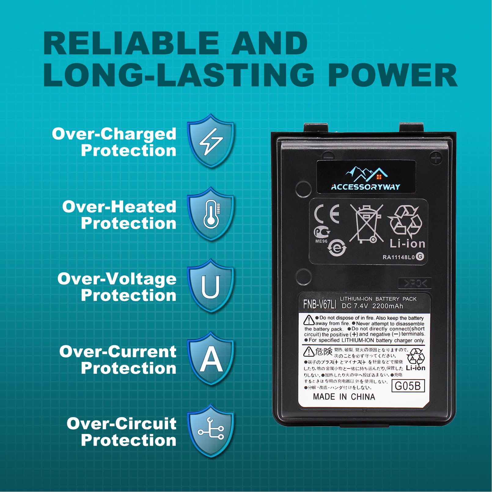 Amazon.com: FNB-V67Li 2200mAh 7.4V Li-Ion Battery Compatible for