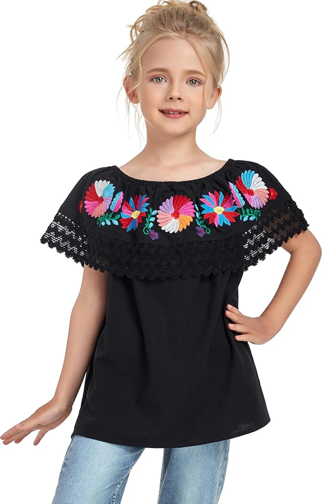Amazon.com: YZXDORWJ Mexican Blouse for Girls Traditional