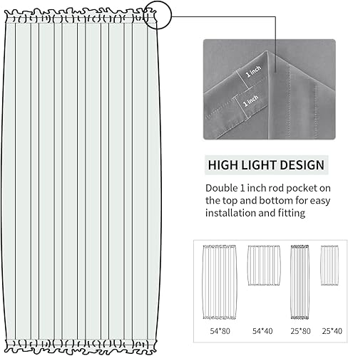 Miniatura 240 de DWCN Cortinas para puerta francesa: cortina térmica con bolsillo para barra para puertas con ventana de cristal, puertas de cocina y patio