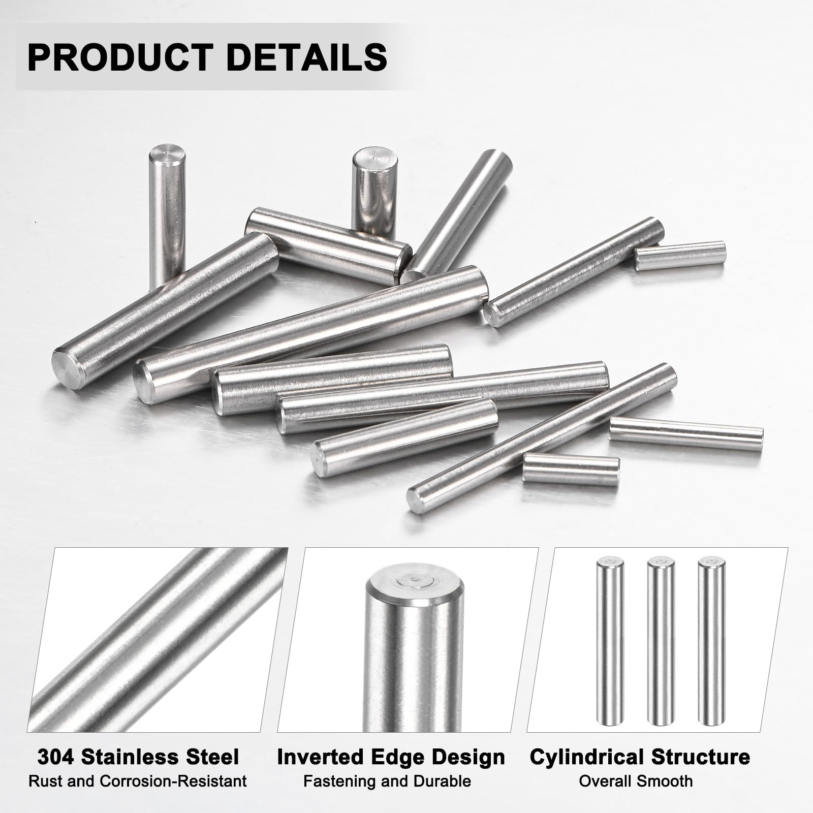 M METERXITY 30-Pack 5 x 30mm Dowel Pin, 304 Stainless Steel Support Pin Fastener Elements for Metal Devices/Wooden Projects - Image 2
