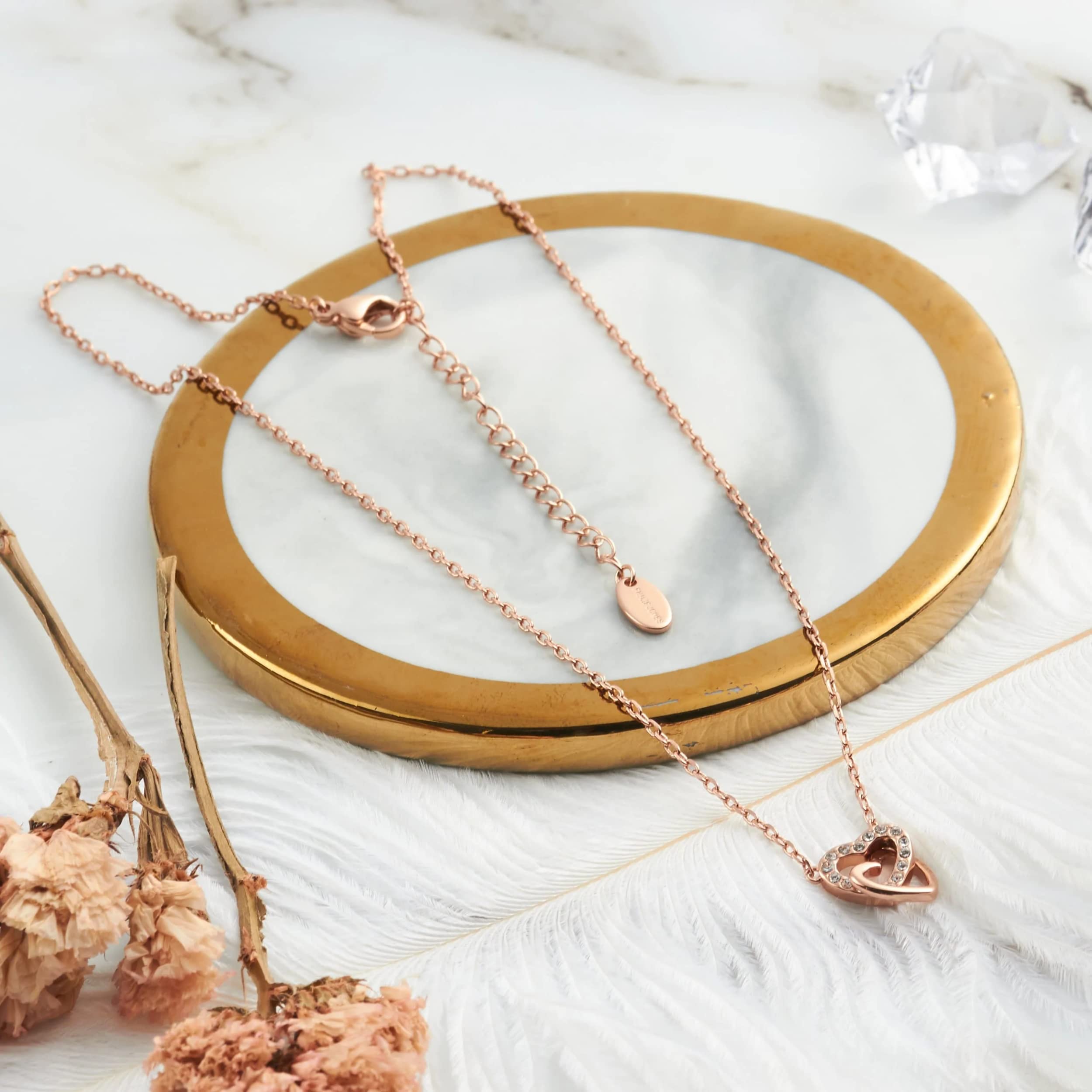 Philip Jones Rose Gold Plated Heart Link Necklace Created