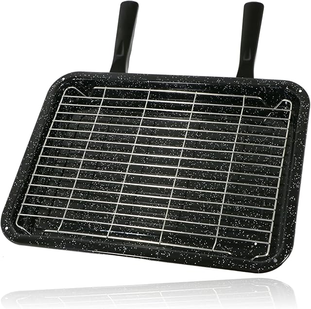Spares2go Large Vitreous Enamel Grill Pan - Universal for All Makes and Models of Oven Cooker (422mm x 299mm)