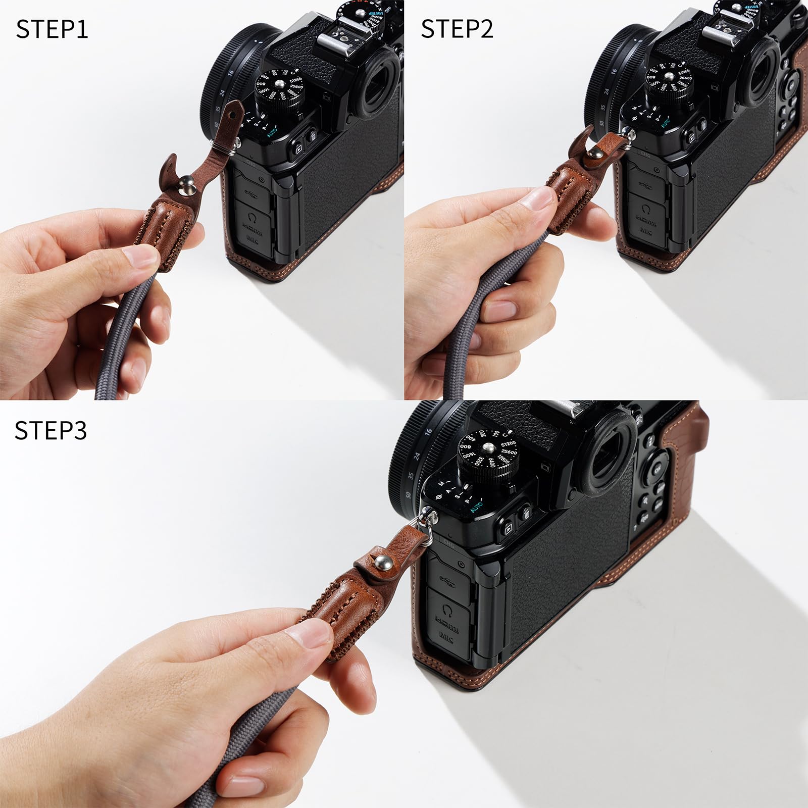 SMALLRIG Zestaw futerałów do Nikon Z f, zestaw futerałów ze skóry PU w stylu vintage, z ulepszonym uchwytem, podszewką z mikrofibry odporną na zarysowania, ramą ze stopu aluminium, brązowy - 5096