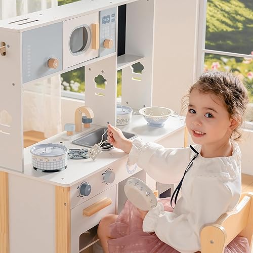 Miniatura 4 de ROBOTIME Juego de ollas y sartenes para niños, juego de 9 piezas de accesorios de cocina con utensilios de cocina de acero inoxidable, utensilios de