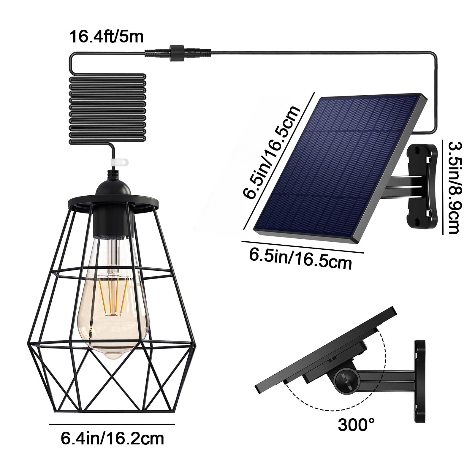 ライト・ランタン DOME LOOK canfeel ver Ousam Led Solar Chandelier Outdoor with 16FT Cord Dusk to