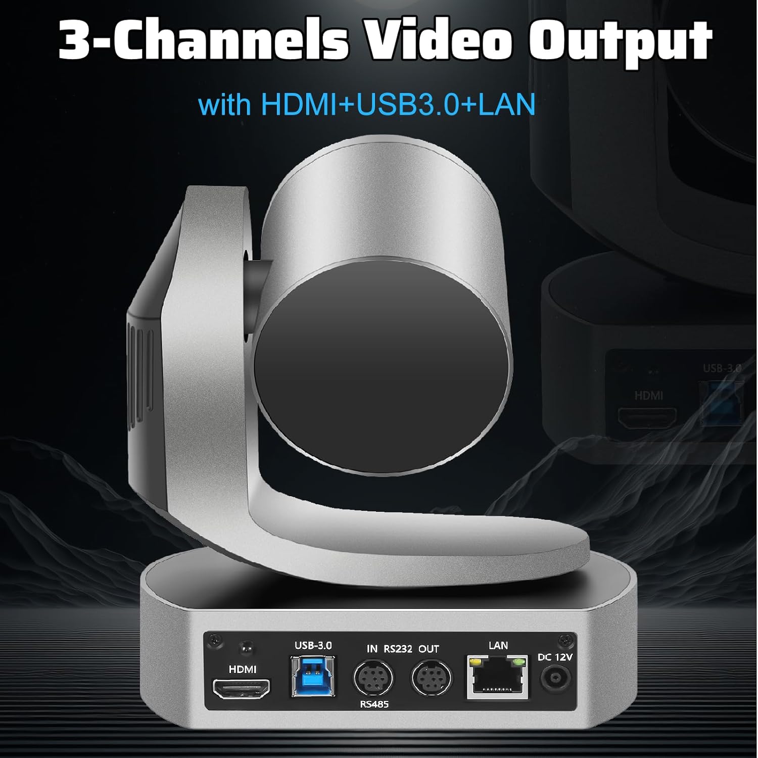 4K HDMI PTZ Camera,Optical 20X Zoom Conference Room Camera,Auto Focus and auto Tracking,with IP/USB3.0/HDMI/RS232/RS485 for Live Streaming Video Conference and Church Education