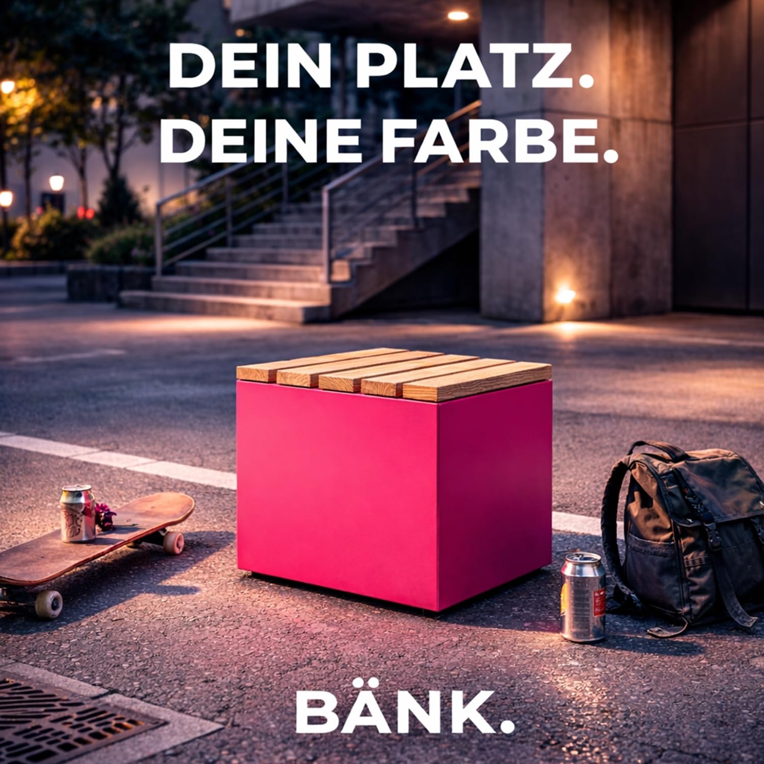 ETG Garten Sitzwürfel Sitzhocker Sitzbox Sitzbank aus Stahl & Lärche 50 x 45 x 50 gelb
