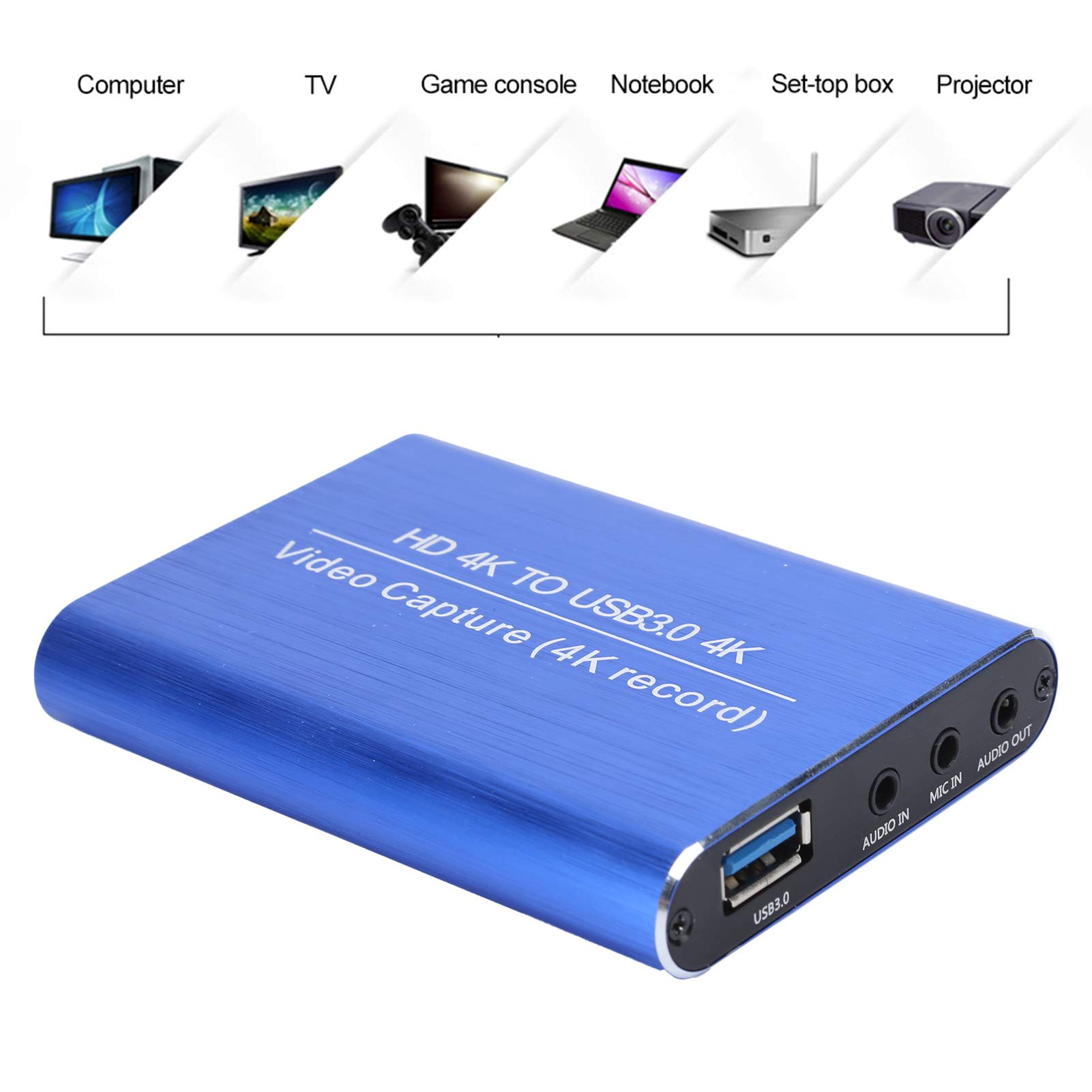 Scatola per Streaming Live per Registrazione di Giochi, Scheda di Acquisizione USB 3.0 Compatta per Streaming di Alta qualità, Attrezzatura per Registrazione Video 4K 60FPS