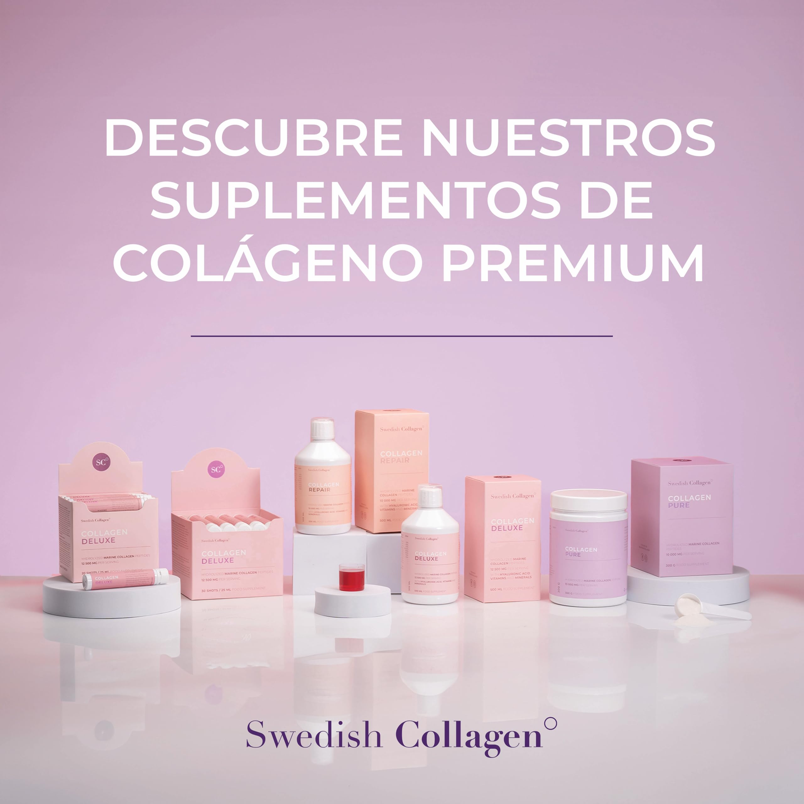 Swedish Collagen - Colágeno Marino Hidrolizado 10.000 mg - Suplemento en Polvo - 2 x 300 g (600 g en Total), Suministro para 60 días | Péptido Puro para Cabello, Piel, Uñas y Articulaciones 100%