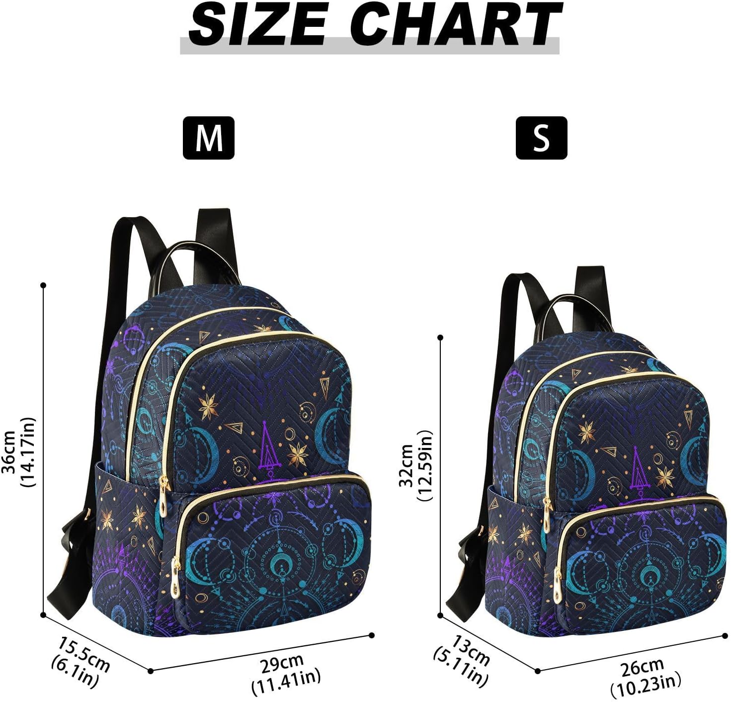 ALAZA Moon Star Witchy Blue & Purple Mini Backpack Purse for Women Travel Bag Fashion Daypack Back Pack Shoulder Bag - Image 4