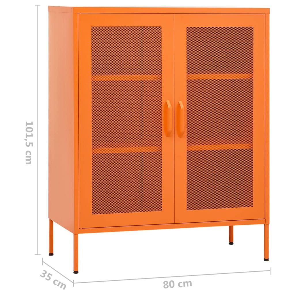 Armadio da ufficio, autoportante, in metallo, per aziende, ufficio, scuola, arancione, 80 x 35 x 101,5 cm, in acciaio (facile da montare)