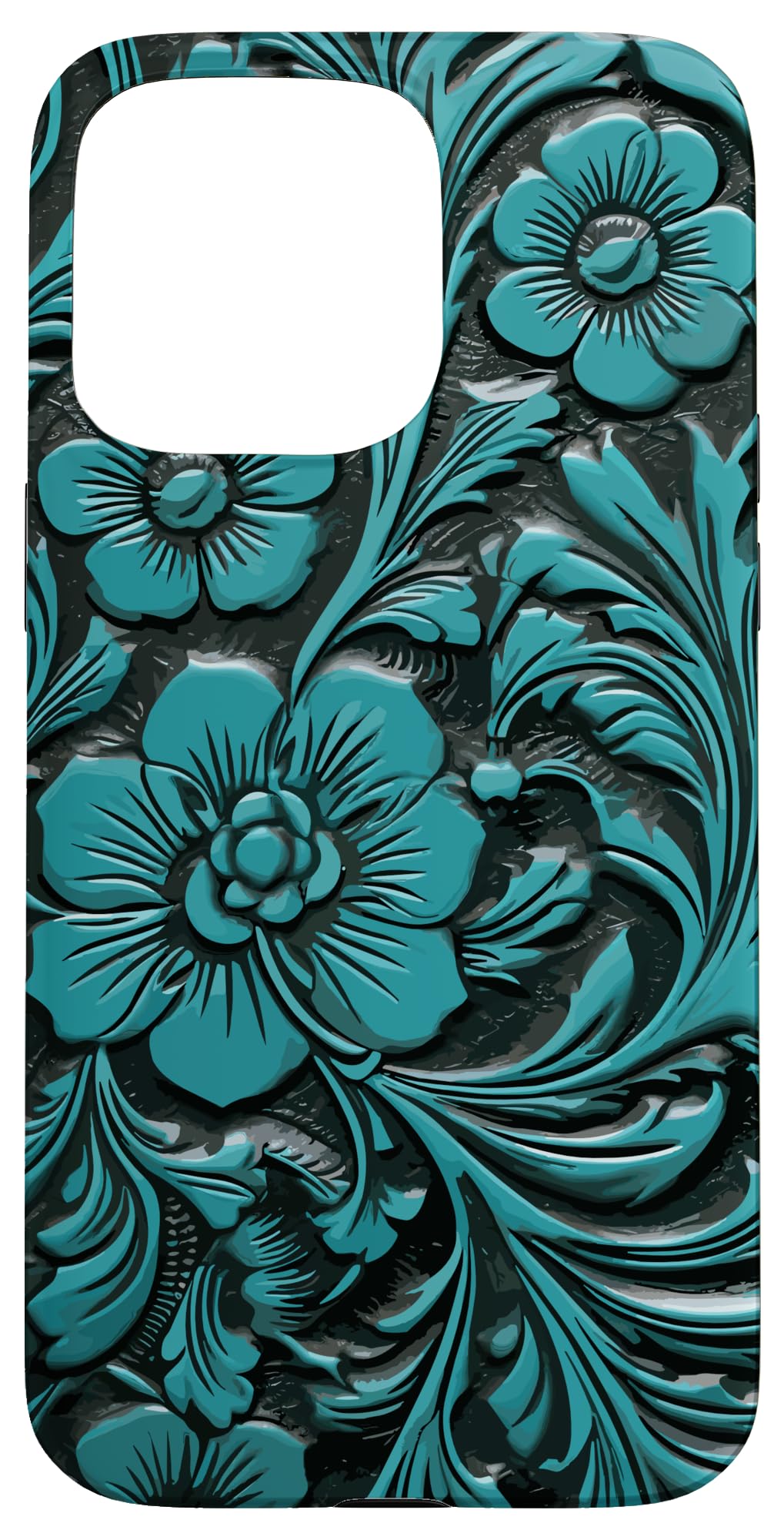 Western & Cowgirl, Country, Boho Floral, Turquoise Teal Case for iPhone 15 Pro Max